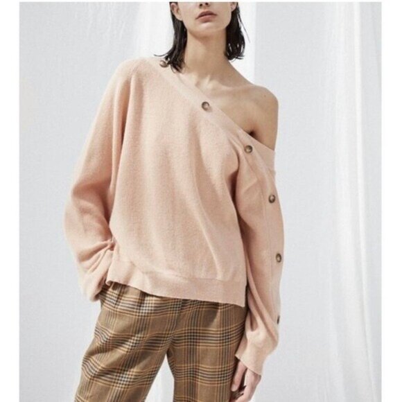 Nanushka Off The Shoulder Button Detail Knit Merino Wool Cashmere Sweater Small• - Picture 1 of 7